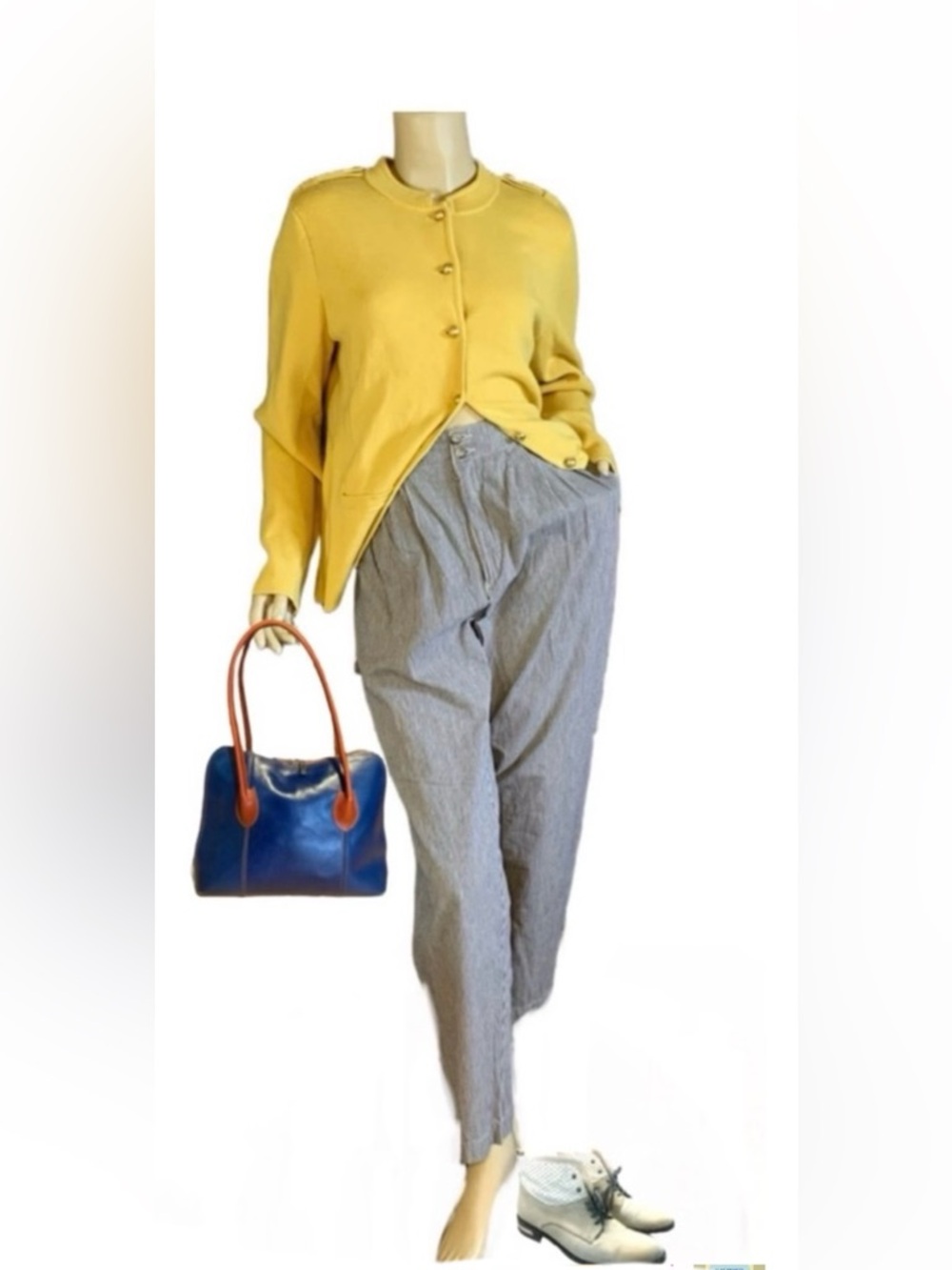 TALBOTS YELLOW PURE MERINO WOOL BUTTON FRONT CARDIGAN SWEATER (L)